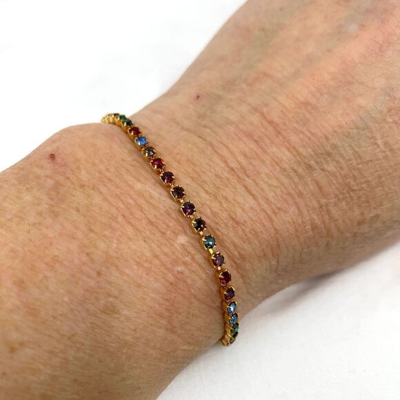 Amanda Smith Crystal Tennis Bracelet - Multi/Gold, 6"L/3" Diameter - Picture 6 of 6